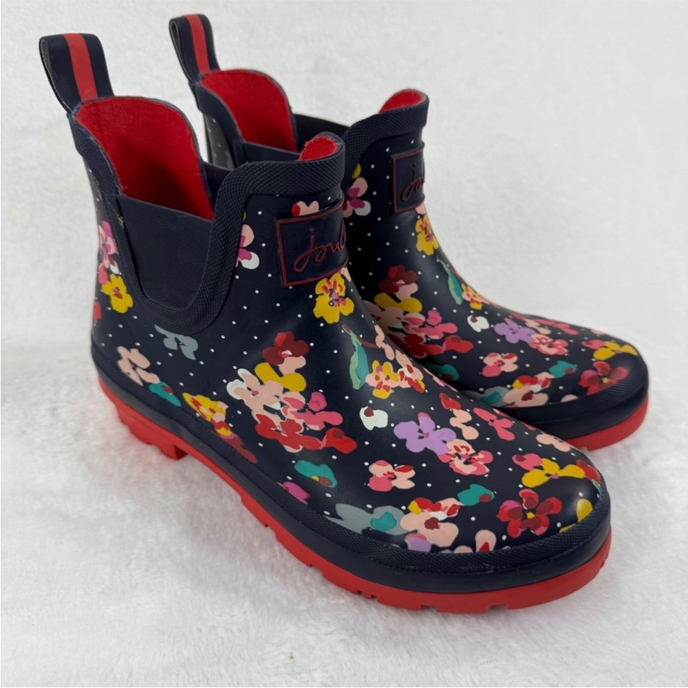 Joules Wellibob Floral Rain Boots - Multicolor on Navy ladies size 5